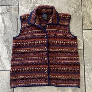 🤎 Latin Collection Vintage 100% Alpaca Sweater Vest Medium Ceramic Button